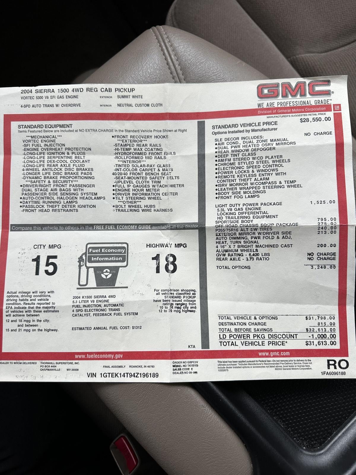2004 GMC Sierra 1500 SLE